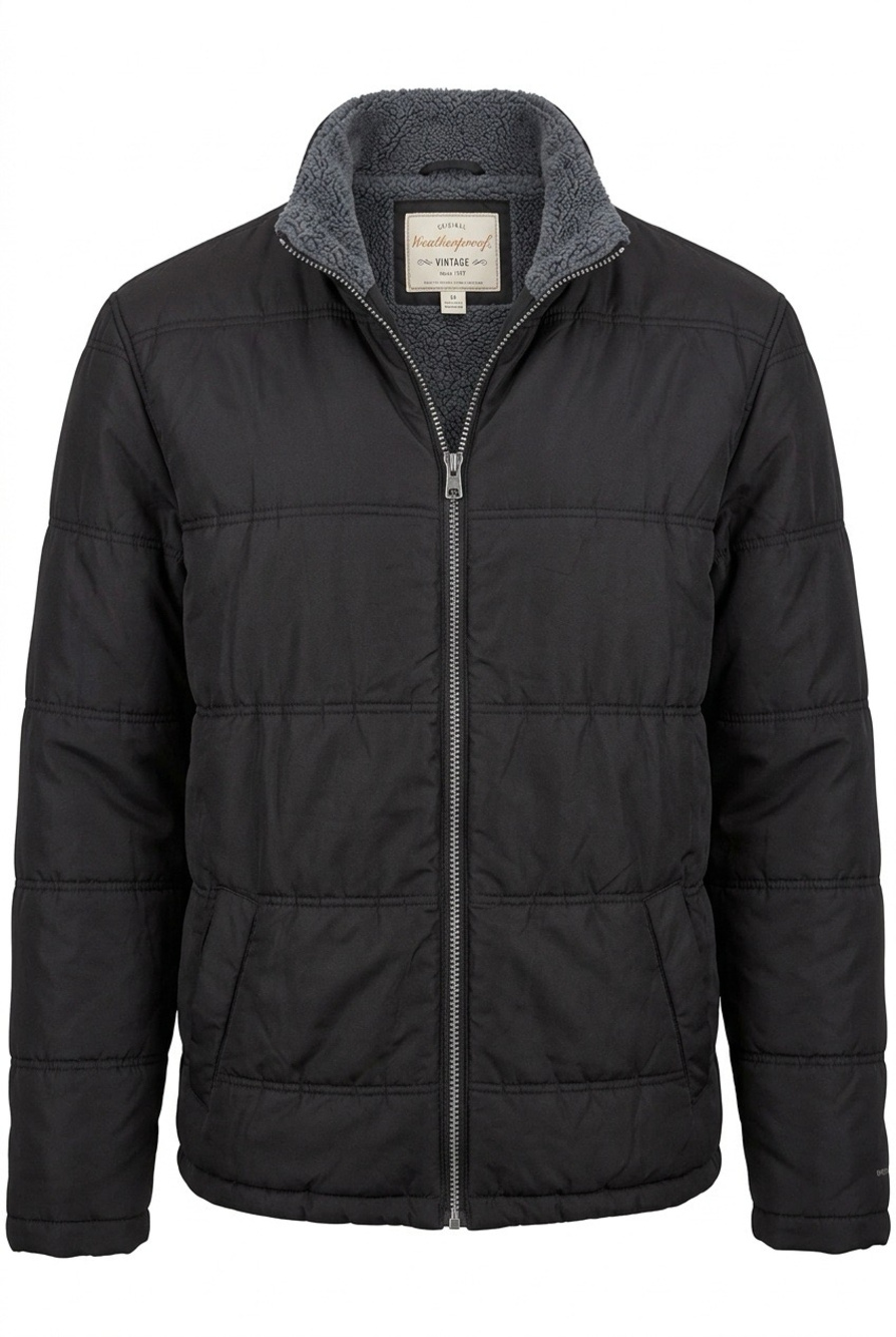 Weatherproof Vintage Puffer Jacket Sherpa Lined Black XL